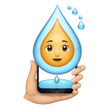 una gota de agua que tenga en la mano un telefono sticker