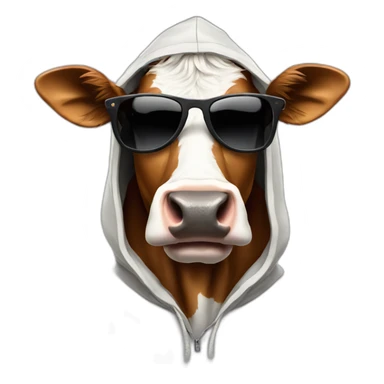 Cow wearing hoodie with sunglasses  sticker