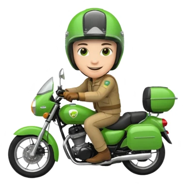 ojek online driver, using motorbike, the helmet is green sticker