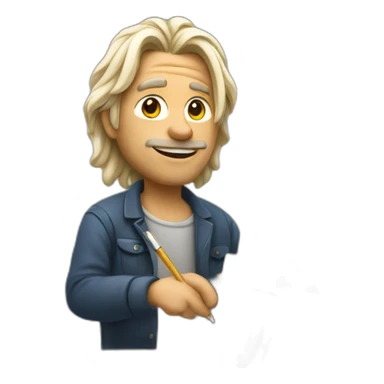 Man painter with a mid long withe hair with a pen in his hand sticker