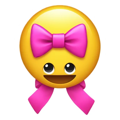 shiny pink bow on yellow emoji  sticker