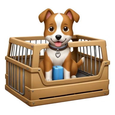 Dog in crate on roof of car sticker
