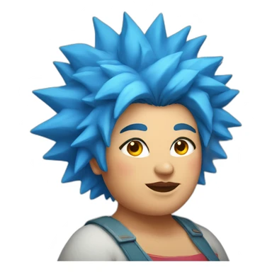 Middle-aged fat Chilean woman spiky bright blue hair sticker