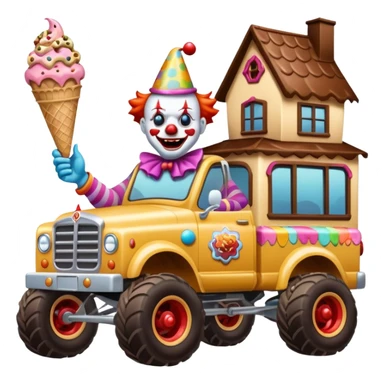 Crazy killer Klown Jenkins 4wd my monster 1924 racing ice cream with chocolate, nuts and sprinkles dream house food truck  sticker