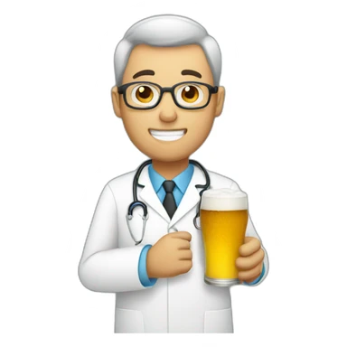 Physician guy drinking a beer sticker