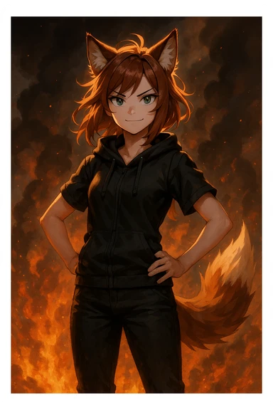 THE TWITCH AND YOUTUBE CHARACTER "ARIFOX_VT" STANDING IN FRONT OF SMOKE AND FIRE sticker