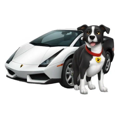 Black dog driving white lambo sticker
