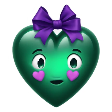  Emerald green heart with dark purple bow sticker