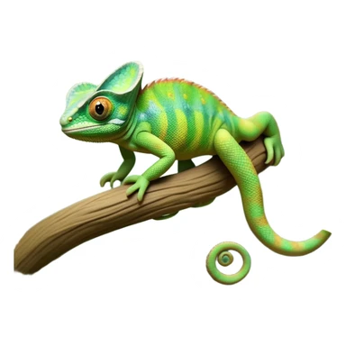 cinematic-chameleon-realistic-full-body-climbing-emoji,-slender-body-gripping-a-twisting-vine-with-prehensile-feet,-scaly-green-skin-shifting-shades-with-its-environment,-large-bulging-eyes-rotating-independently,-delicate-coiled-tail-curling-behind,-long-tongue-slightly-protruding-as-if-ready-to-strike,-simplified-yet-realistic-focused-features,-highly-detailed,-glowing-with-an-ethereal-forest-light sticker