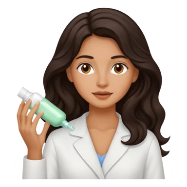 Chica con cabello oscuro largo ondulado haciéndose skincare sticker