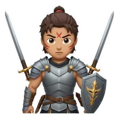 warrior with dual swords sticker