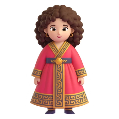 Beautiful Greek character with big puffy curly hair wearing cute traditional clothing sticker
