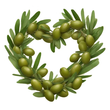 olive heart adorned with olive garland  sticker