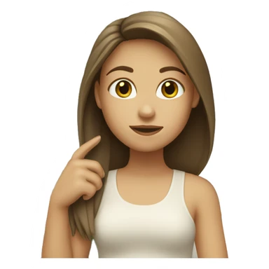 White girl with straight brown hair carrying small palm tree sticker