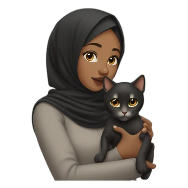 Black hijab girl with a brow hijab and her cat sticker