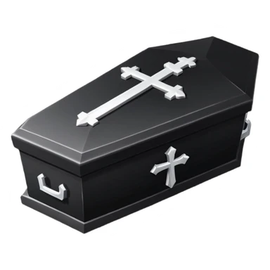 Gothic Victorian black coffin with a tiny white cross on it  sticker