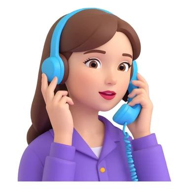 girl talking on phone bedroom background, close up pose sticker
