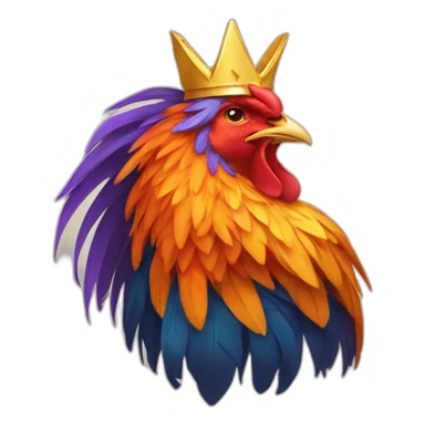 proud and howling phoenix rooster with a crown on its head sticker