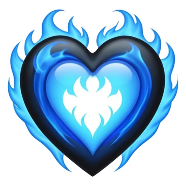 black heart with blue flames surrounding the perimiter  sticker