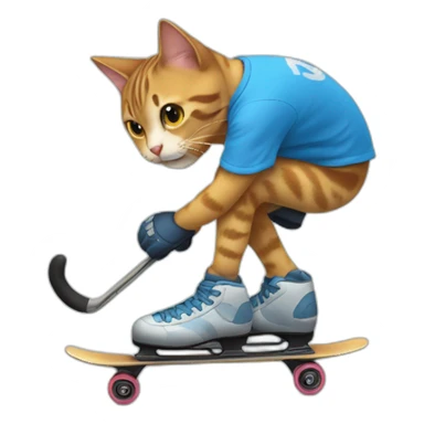 Un gato y un grillo montando patines. sticker