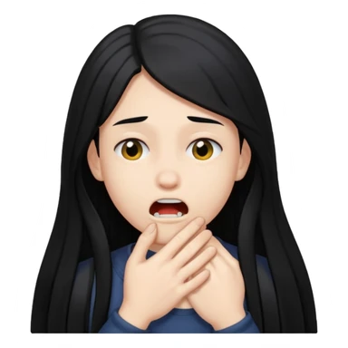 person choking themselves with black long hair  sticker