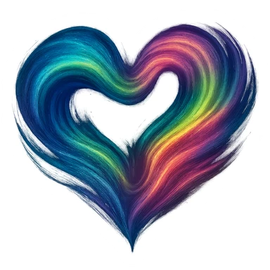 heart with a swirling aurora effect, digital illustration, no background sticker