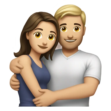 caucasian brunette couple hugging sticker