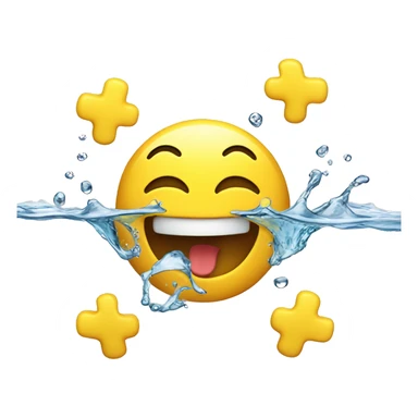 Smiling emoji with yellow bone in mouth with water sticker