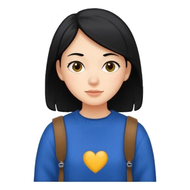 a female college student, and black hair, no back pack sticker