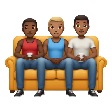 couch, naked people sitting: big tits female, 2 black males sticker
