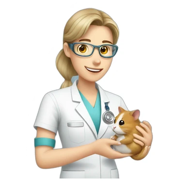 cat - vet treating a hamster sticker