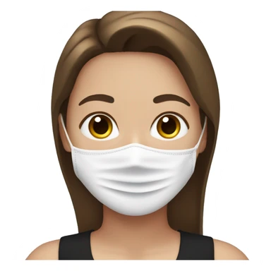 white girl with brown hair and brown eyes in a black tank top with a face mask on sticker