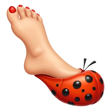 showing a cartoon human foot stepping on a small bug (like a ladybug), slightly squished but cartoonish, no violence, playful Apple emoji style sticker