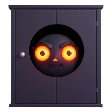 boogeyman's glowing eyes peering from inside a dark wardrobe, only the eyes visible, spooky and mysterious sticker