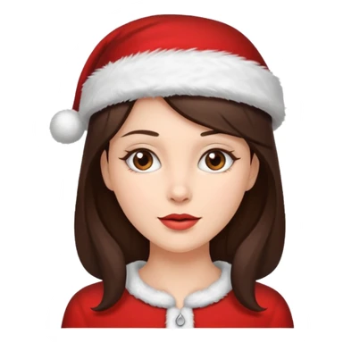 brunette woman with wearing Santa sticker
