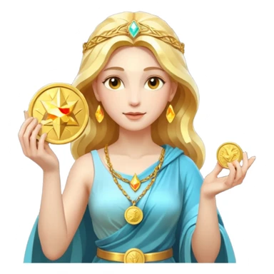 Goddess Golden Coin Magic Fantasy Low Poly sticker