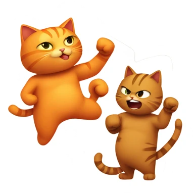 Orange cat and brown cat in a boxing fight sticker