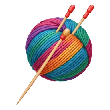 ball of wool with 2 knitting needles sticker