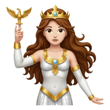 Nike, Goddess of Victory from Gods and Goddesses with long brown hair, white sequin outfit sticker