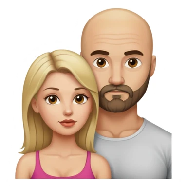 Beautiful dirty blonde seducing her muscular bald beard husband sticker