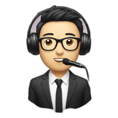 Vocalist with glasses and microphone korean sticker