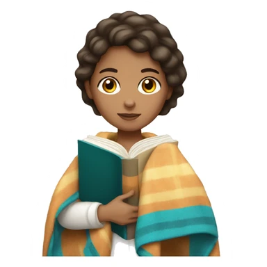 Hispanic White girl with blanket and book sticker