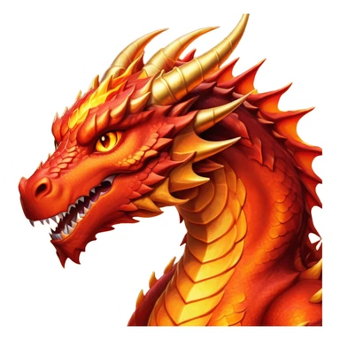 cinematic-noble-fierce-fire-dragon-portrait-emoji,-poised-and-imposing,-with-a-muscular,-scaled-body-ablaze-in-fiery-hues-of-crimson,-molten-orange,-and-molten-gold,-and-intense,-burning-eyes-that-mirror-the-heart-of-a-volcano;-rendered in detail sticker