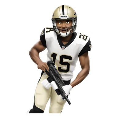 Spencer rattler holding a bazooka in saints jersey sticker