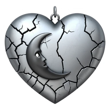 emo heart with crescent moon and black chain sticker