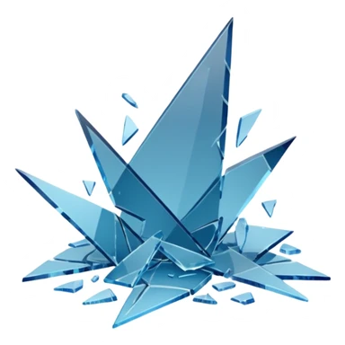 3D render of Broken Glass Shards, forensic investigation aesthetic, sterile clinical lighting, cool blue undertones, sharp high-contrast details, professional clean look. sticker