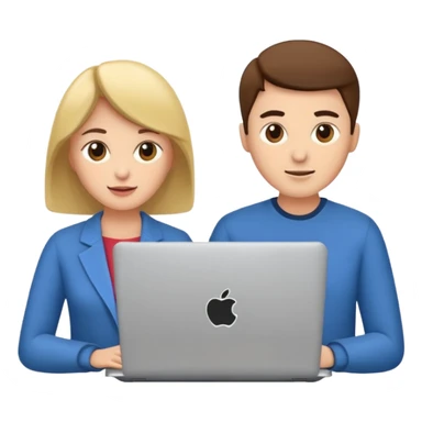 two people, woman and men using laptop sticker