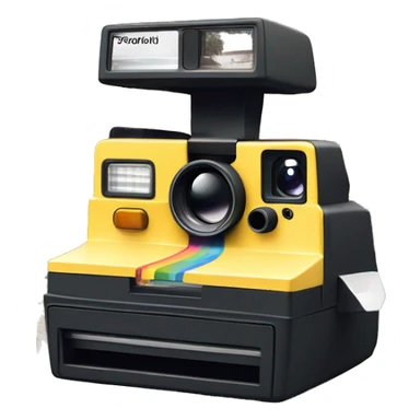 a polaroid camera in the moment when printing a picture of a sunny hill, just te object itself sticker