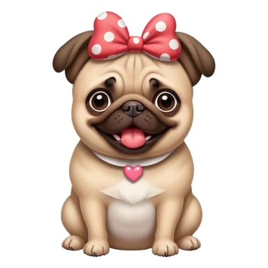 Pug wearing Minnie Mouse ears sticker