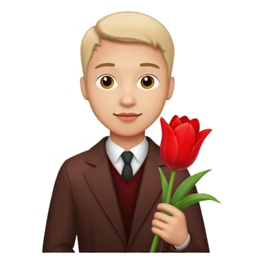 Guy in love with a girl with a tulip in his hand sticker